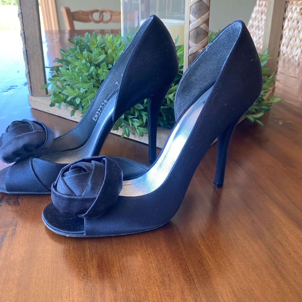 Stuart Weitzman Black Satan Heels